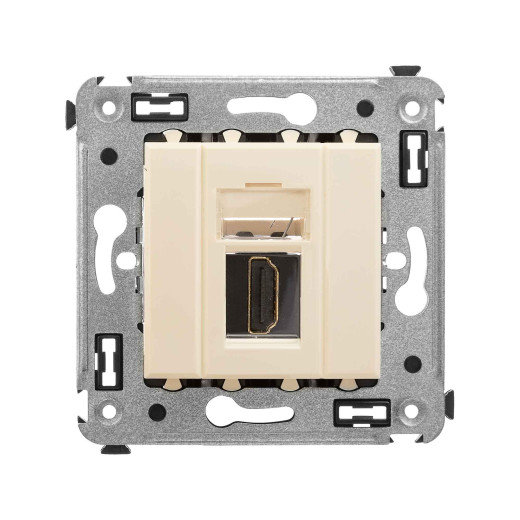 HDMI розетка одинарная в стену, тип А-А, Avanti, ванильная дымка