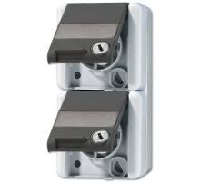 JUNG Двойная SCHUKO-розетка 16A 250V~ с полем для надписи для накладного монтажа IP44