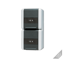 JUNG Двойная горизонтальная SCHUKO-розетка 16A 250V~ с полем для надписи IP44