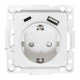Стокгольм Механизм Розетки 1-местной с/з, USB A+C 16А винтовые клеммы белый с защ. штор. EKF