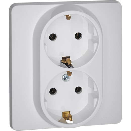 Розетка двойная с заземлением - Legrand/Daccord Inspiria - без шторок в сборе 16А 250В винтовые зажимы - белый