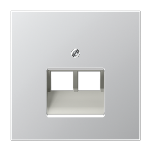 Крышка для двойных телефонных и компьютерных розеток (UAE), фиксация винтом, металл, алюминий, Aluminium