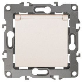 ЭРА Розетка Серия 12 12-2103-02 с заземлением 2P+E Schuko со шторками с крышкой 16A-250В IP20 слоновая кость