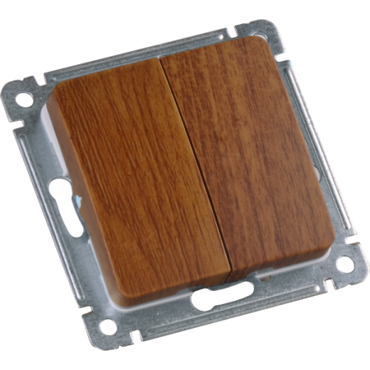 ВС10-451-05 Выключатель скрытой установки, двухклавишный, механизм, цвет дуб
