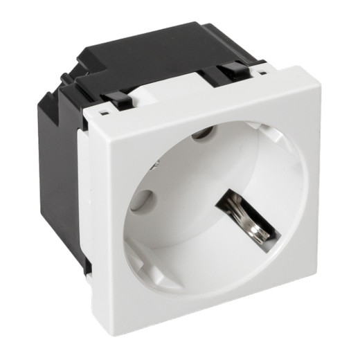 Розетка 45x45 с зазем. 45 градусов, быстрозажимные клеммы, белая EKF