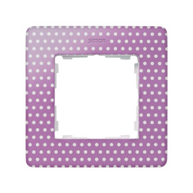 Simon 82 Detail Пастельно-розовый в белый горошек, основание белое Рамка 1-ая