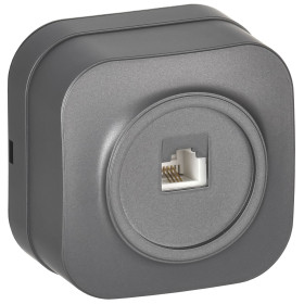 IEK GLORY Роз. телефонная RJ11 о/у РТ20-ХСм сталь м.