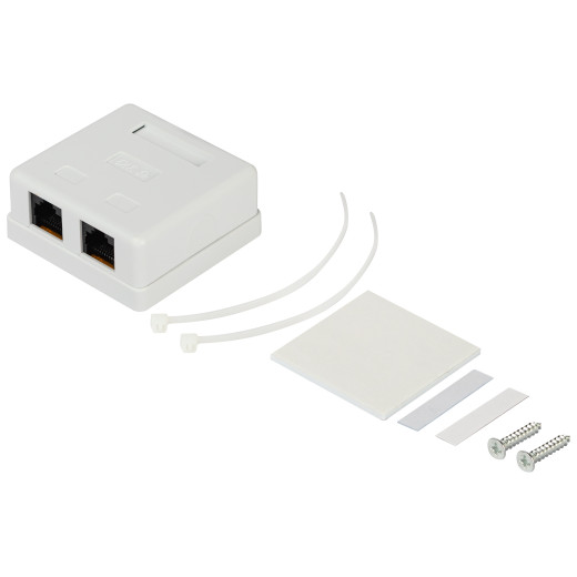 Розетка компьютерная RJ-45 ЭРА RJ02UN категория 5е неэкранированная 2-порта упаковка 30 шт