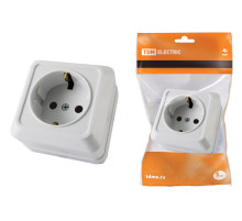 TDM Розетка 2П+З открытой установки IP20 16А, белая 