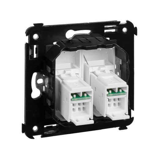 Компьютерная розетка RJ-45 в стену, кат.5e двойная, Avanti, белое облако