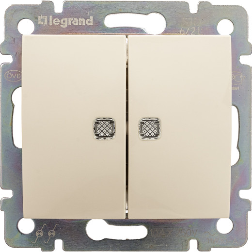 Переключатель одноклавишный с подсветкой - Legrand Valena - 16А 250В схема 6LE безвинтовые зажимы - слоновая кость