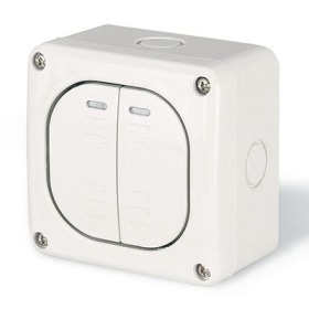 DKC Выключатель однополюсный, двухклавишный, настенный