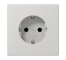 JUNG LS 990 Светло-серая Розетка с/з с защитными шторками безвинт. зажим