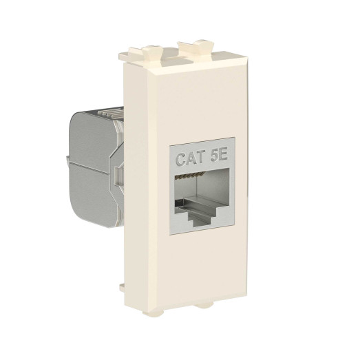 Компьютерная розетка RJ-45 без шторки модульная, кат.5е экранированная, Avanti, ванильная дымка, 1 модуль