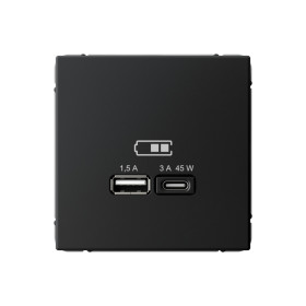 Systeme Electric ArtGallery Карбон USB Розетка A + тип-C 45Вт высокоскор.заряд. QC, PD, механизм