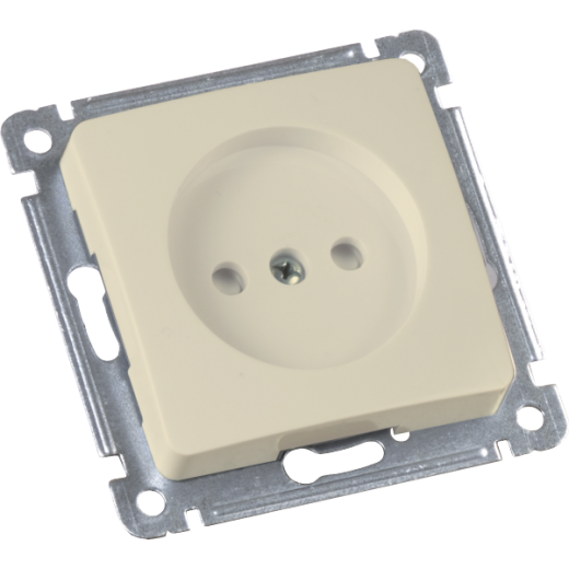 РС16-402-01 Розетка скрытой установки, одноместная, со шторкой, механизм, цвет слоновая кость