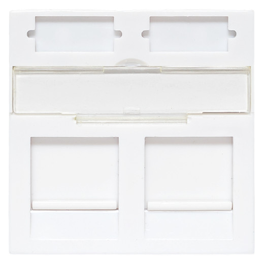 Вставка розеточная TERACOM PRO 45x45мм формат Mosaic на 2 модуля Keystone со шторками и маркерами белая