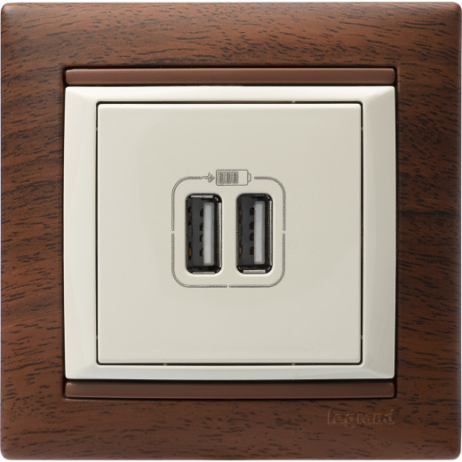 Зарядное устройство USB тип А / тип А - Legrand Valena - 3000мА 15Вт - слоновая кость