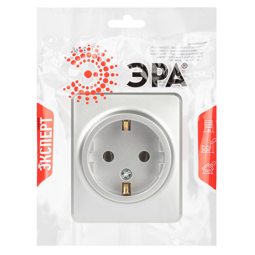 Розетка ЭРА Эксперт 11-2203-03 2P+E Schuko IP20 16A-250В ОУ алюминий