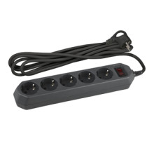 ЭРА Сетевой фильтр  USF-5es-5m-B с базовой защитой с заземлением с выключателем 5 розеток 5м 10А черный