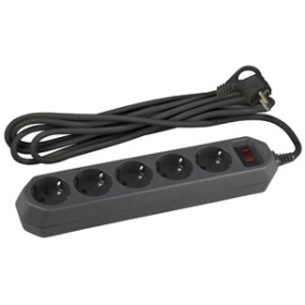 ЭРА Сетевой фильтр  USF-5es-5m-B с базовой защитой с заземлением с выключателем 5 розеток 5м 10А черный