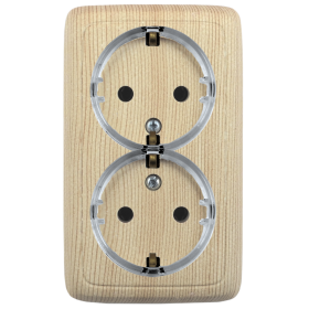 Hegel Альфа наруж Сосна РА16-181-02 Розетка с/з двойная