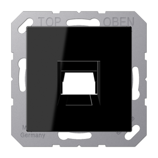 Kрышка для 1-го разъема, без видимого винта, подпружиненная шторка, термопласт, черный