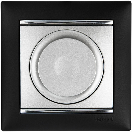 Диммер поворотно-нажимной универсальный LED - Legrand Valena - 300Вт двухпроводной - алюминий