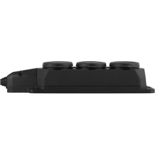 Колодка ЭРА K-3e-B-IP44 каучуковая с заземлением 3 розетки 16A IP44 черная