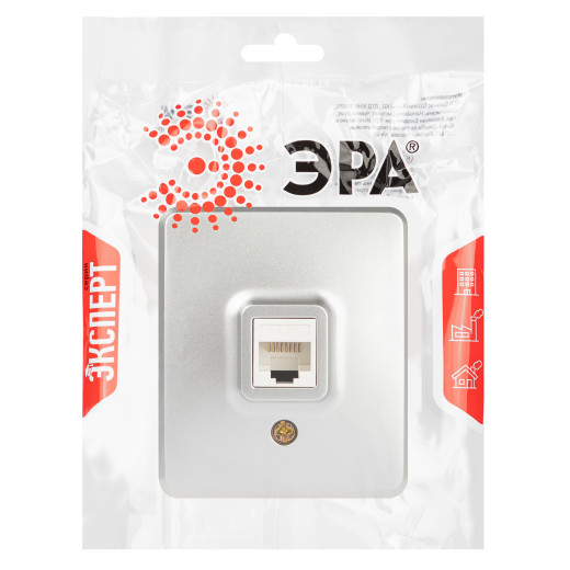 Розетка ЭРА Эксперт 11-3203-03 информационная RJ45 IP20 ОУ алюминий