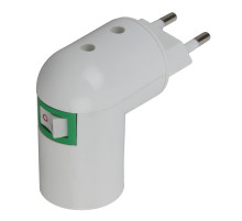 ЭРА Переходник-вилка Е27 с выключателем пластиковый белый