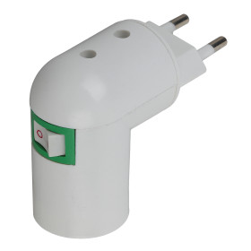 ЭРА Переходник-вилка Е27 с выключателем пластиковый белый