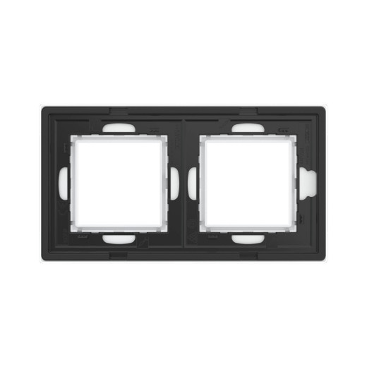 Рамка из натурального стекла 2 поста (4 мод.), Avanti, белая