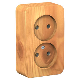 Systeme Electric Blanca наруж Ясень Розетка 2-ая б/з без шторок 16А, 250В, изолир. пластина