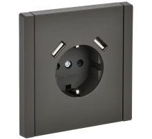 IEK FORTE&PIANO Серый Розетка с/з со шт винтовое крепление 16А USB A+A 3,1А FP345