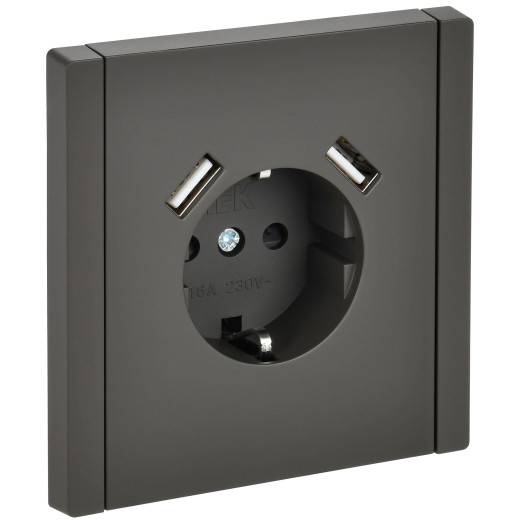 FORTE&PIANO Роз. з/к/ш в/к 16А USB A+A 3,1А FP345 сер. IEK