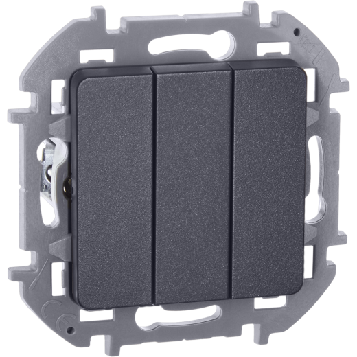 Выключатель трёхклавишный - Legrand/Daccord Inspiria - 10АХ 250В винтовые зажимы - антрацит