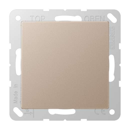 Крышка без отверстий, фиксация защёлкиванием, для произвольных вырезов (либо использование в качестве заглушки), возможно IP44, термопласт, шампань, A500