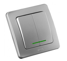 Hegel Мастер внутр Серебро ВС16-352-06 Выключатель 2-клавишный, с индикацией