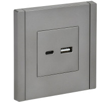 IEK FORTE&PIANO Сталь Розетка USB A+C 3,1А FP550