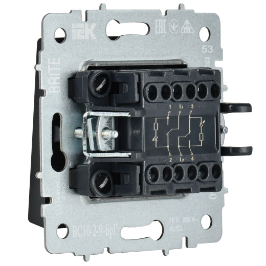 BRITE Выключ. 2-кл. с инд. отел. 10А ВС10-2-9-БрГ граф. IEK