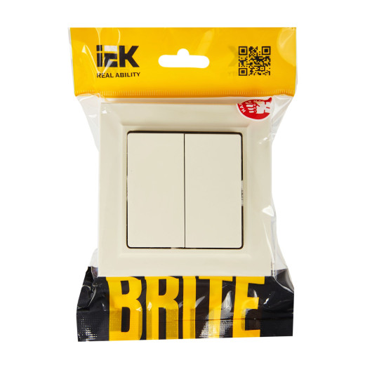 BRITE Выключ. 2-кл. 10А в сб. ВСР10-2-0-БрКр беж. IEK