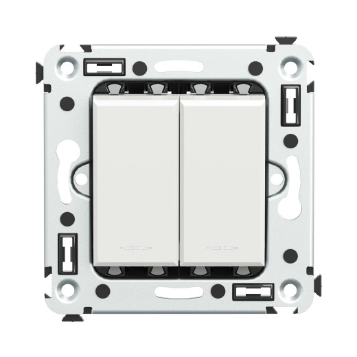 Выключатель двухклавишный в стену, Avanti, белое облако