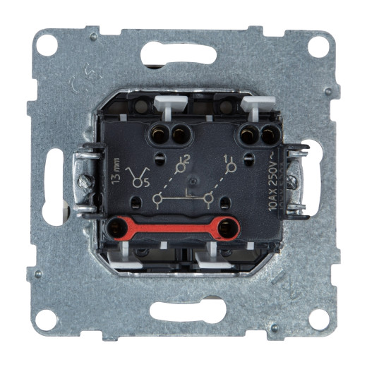 SUNO. Выключатель двухклавишный 10А 250В. Безвинтовые зажимы. Цвет 