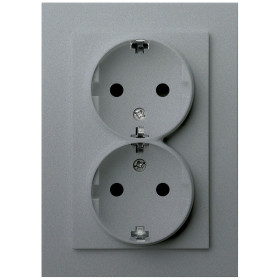 Jasmart G Алюминий Розетка с/з двойная со шторками 16A 250V~