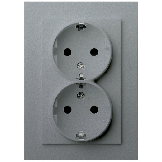 G Алюминий Розетка с/з двойная со шторками 16A 250V~