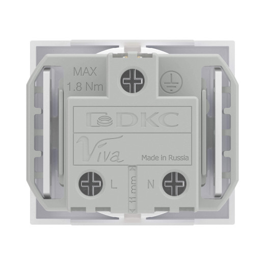 Розетка силовая 2Р+Е, со шторками, Viva, 2 мод., цвет белый
