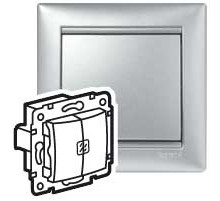 Legrand DIY Valena Алюм Выключатель 2-х клавишный с подсветкой.