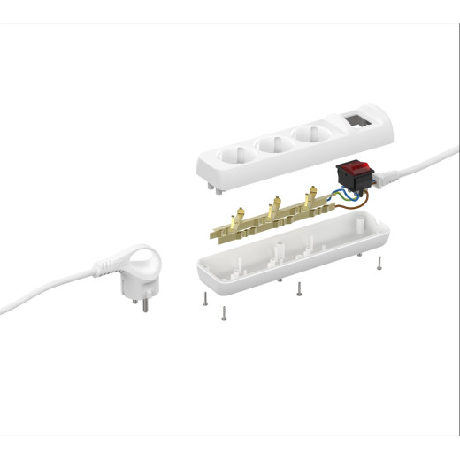 Удлинитель электрический ЭРА U-3es-3m-3x1,5 с заземлением с выключателем 3 розетки 3м ПВС 3x1,5мм2 16А