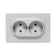 Механизм розетки двойной, 16А, с заземлением, без шторок, с рамкой, алюминий Эпика EKF